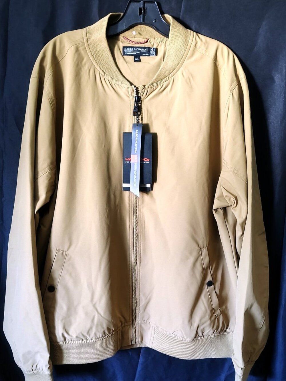$125 NWT Mens Hawke&Co Size 2XL Color Khaki Bomber Jacket